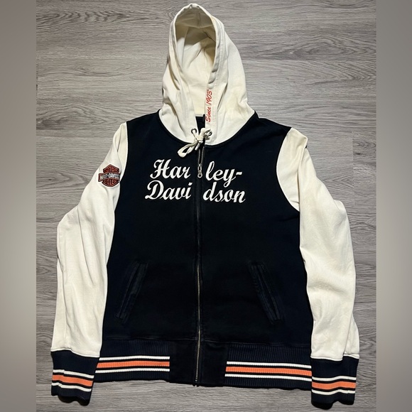 Harley-Davidson Sweaters - Womens Harley Davidson motorcycles zip up hoodie XL double sided